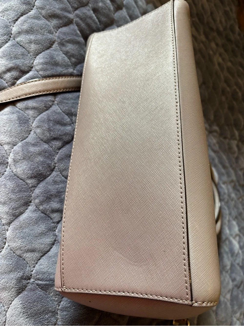 kate spade Gray Dome Satchel with Removable Strap and Gold Hardware